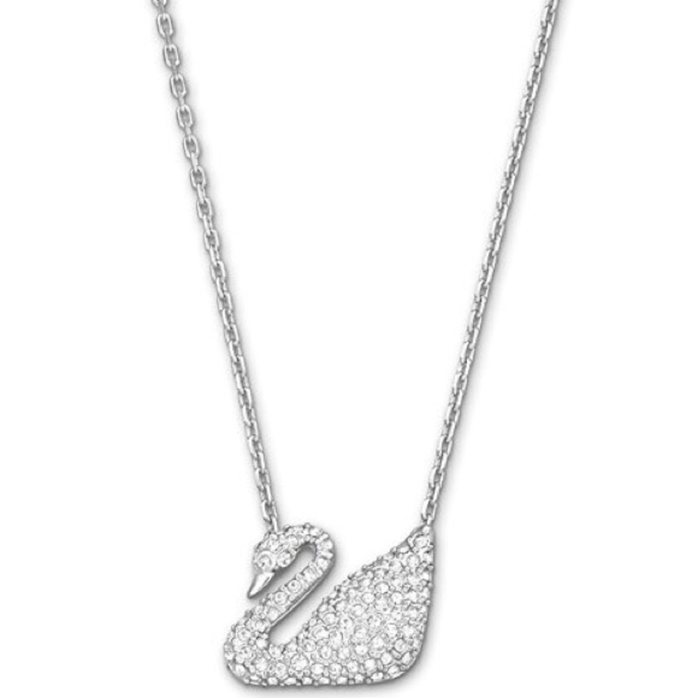 Swarovski Swan Necklace, White, Rhodium Plating
